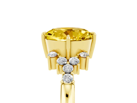 Yellow gold Round Cut Yellow Sapphire Ring with Side Stones and Four-Prong Setting_65