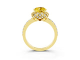 Yellow gold Round Cut Yellow Sapphire Scalloped Halo Engagement Ring with Round Shared Prong Band_27