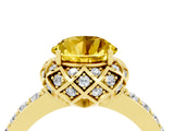 Yellow gold Round Cut Yellow Sapphire Scalloped Halo Engagement Ring with Round Shared Prong Band_28