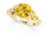 Yellow gold Round Cut Yellow Sapphire Solitaire Celtic Knot Ring with Four-Prong Setting_37