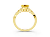 Yellow gold Round Cut Yellow Sapphire Solitaire Celtic Knot Ring with Four-Prong Setting_39