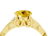 Yellow gold Round Cut Yellow Sapphire Solitaire Celtic Knot Ring with Four-Prong Setting_40