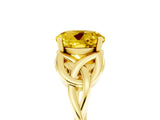 Yellow gold Round Cut Yellow Sapphire Solitaire Celtic Knot Ring with Four-Prong Setting_41
