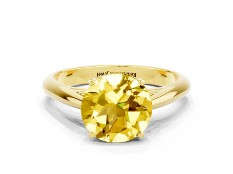 Yellow gold Round Cut Yellow Sapphire Solitaire Engagement Ring with Cathedral Setting and Four-Prong Mount_12