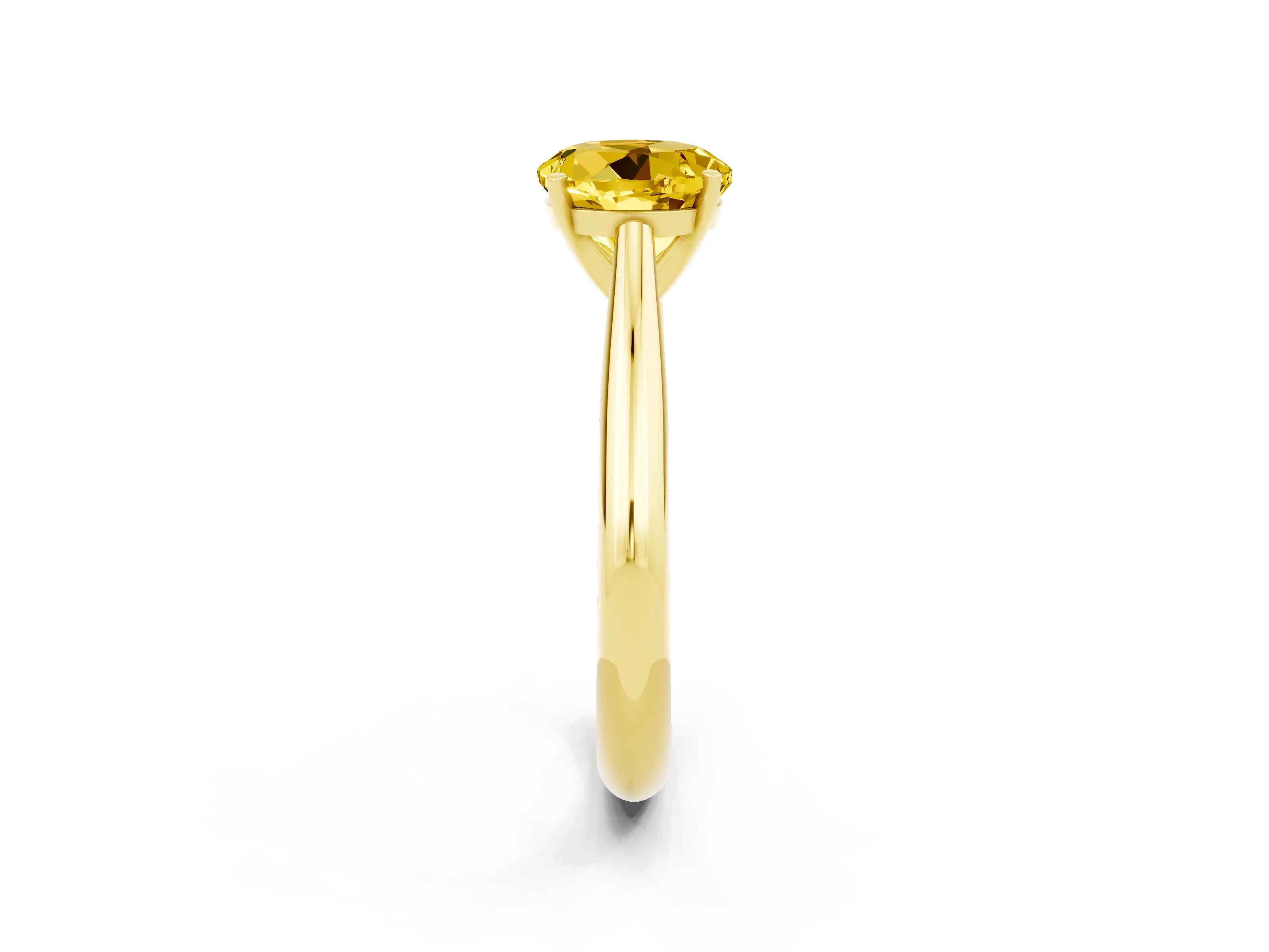 Yellow gold Round Cut Yellow Sapphire Solitaire Engagement Ring with Cathedral Setting and Four-Prong Mount_14