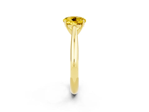 Yellow gold Round Cut Yellow Sapphire Solitaire Engagement Ring with Cathedral Setting and Four-Prong Mount_14