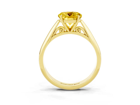 Yellow gold Round Cut Yellow Sapphire Solitaire Engagement Ring with Cathedral Setting and Four-Prong Mount_15