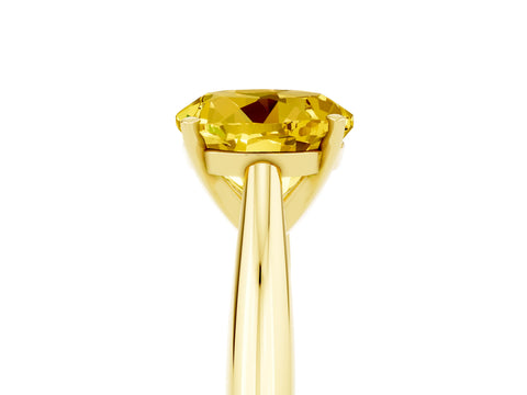 Yellow gold Round Cut Yellow Sapphire Solitaire Engagement Ring with Cathedral Setting and Four-Prong Mount_17