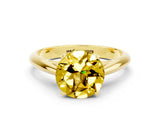 Yellow gold Round Cut Yellow Sapphire Solitaire Engagement Ring with Cathedral Setting and Four-Prong Mount_24