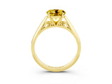 Yellow gold Round Cut Yellow Sapphire Solitaire Engagement Ring with Cathedral Setting and Four-Prong Mount_27