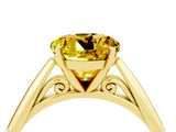 Yellow gold Round Cut Yellow Sapphire Solitaire Engagement Ring with Cathedral Setting and Four-Prong Mount_28