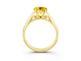 Yellow gold Round Cut Yellow Sapphire Solitaire Engagement Ring with Cathedral Setting and Four-Prong Mount_33