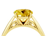 Yellow gold Round Cut Yellow Sapphire Solitaire Engagement Ring with Cathedral Setting and Four-Prong Mount_88