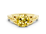 Yellow gold Round Cut Yellow Sapphire Solitaire Engagement Ring with Celtic Knot Band and Four-Prong Setting_24