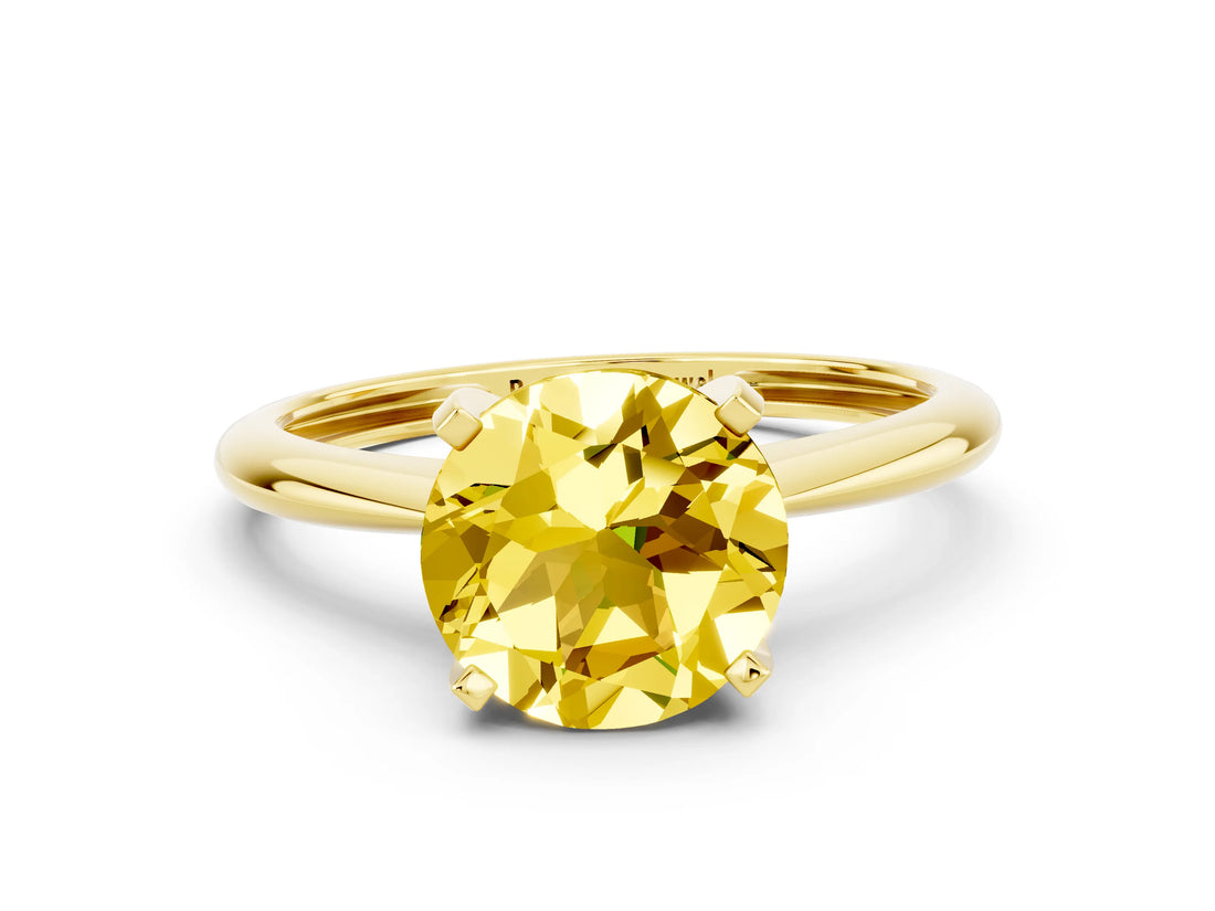 Yellow gold Round Cut Yellow Sapphire Solitaire Engagement Ring with Classic Band and Four-Prong Setting_24