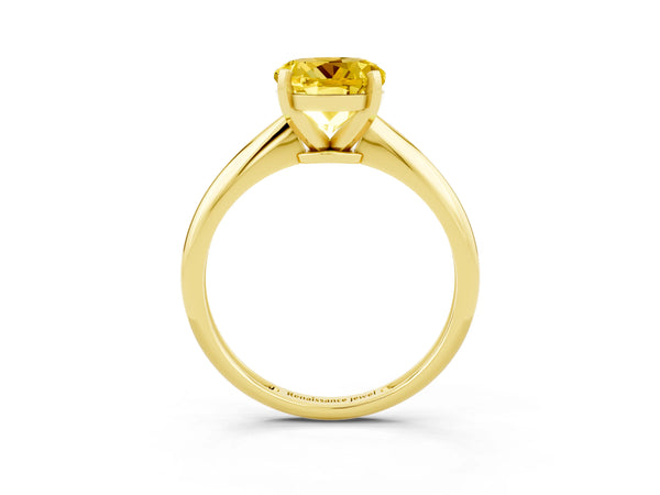 Yellow gold Round Cut Yellow Sapphire Solitaire Engagement Ring with Classic Band and Four-Prong Setting