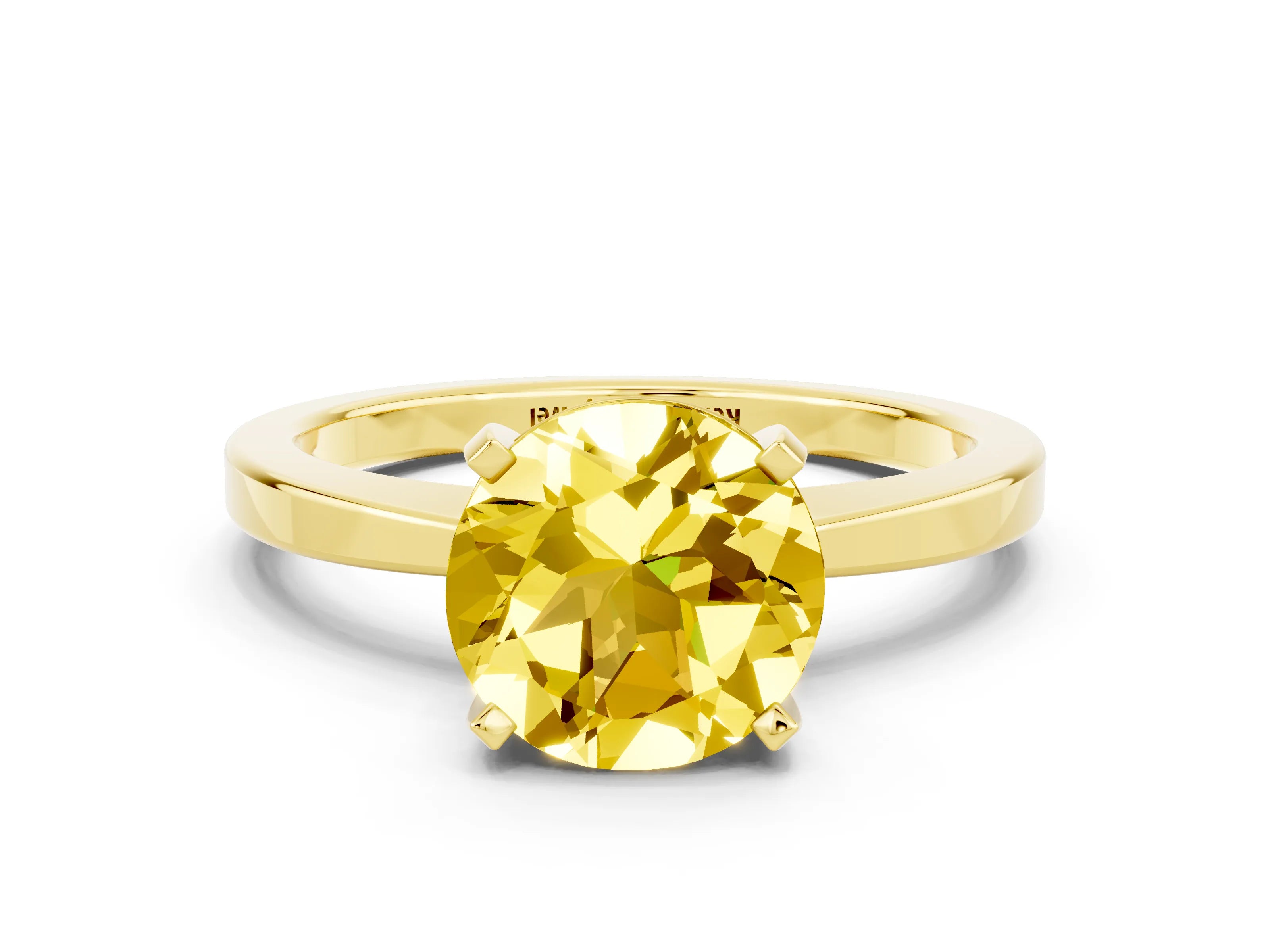 Yellow gold Round Cut Yellow Sapphire Solitaire Engagement Ring with Classic Band and Four-Prong Setting_56