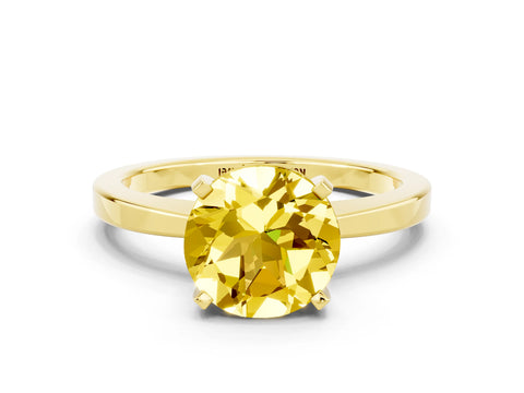 Yellow gold Round Cut Yellow Sapphire Solitaire Engagement Ring with Classic Band and Four-Prong Setting_56