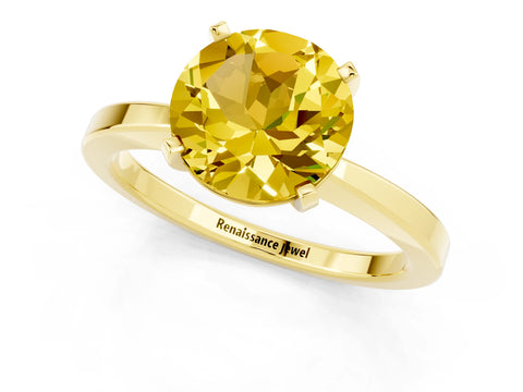 Yellow gold Round Cut Yellow Sapphire Solitaire Engagement Ring with Classic Band and Four-Prong Setting_57