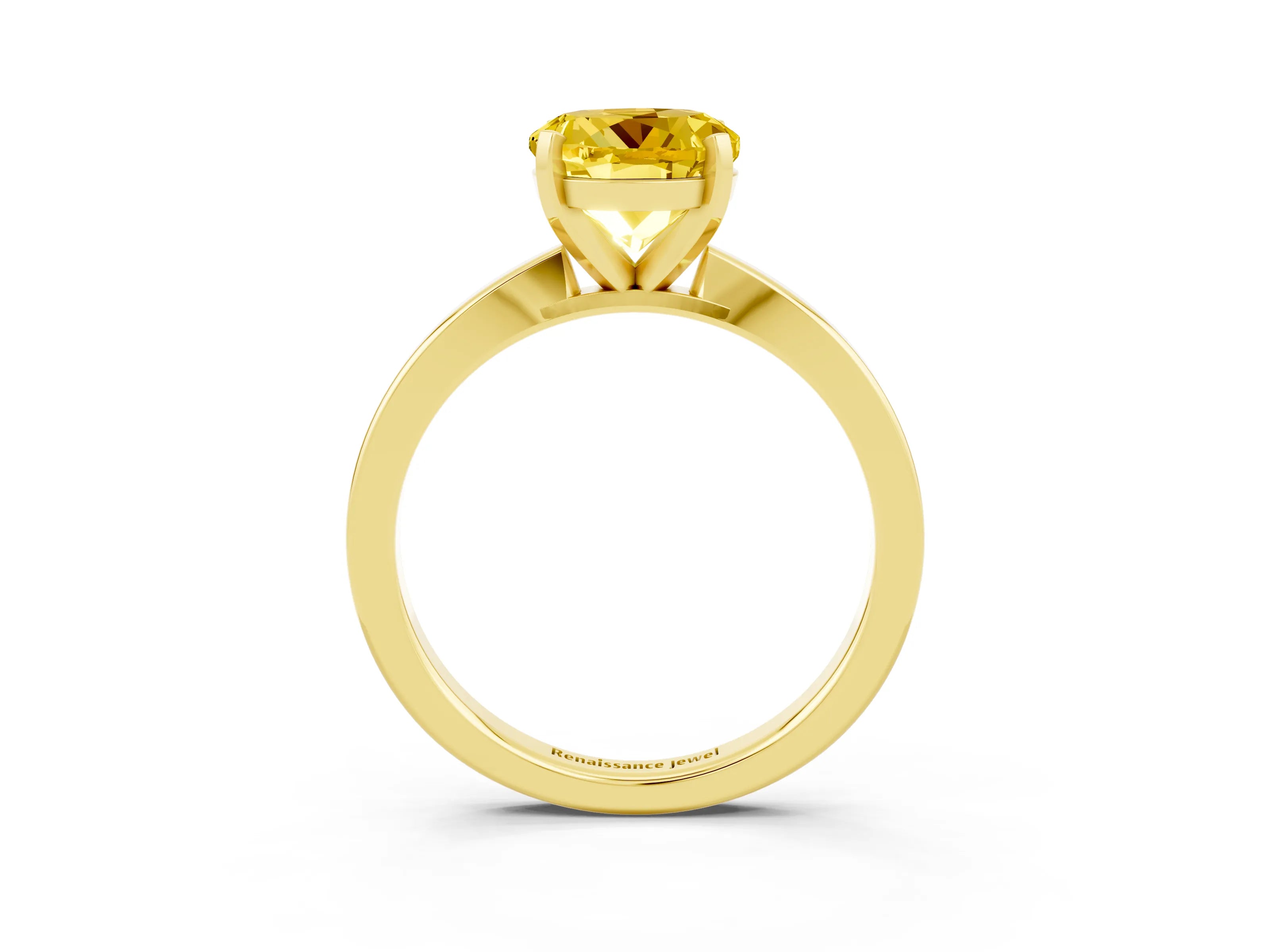Yellow gold Round Cut Yellow Sapphire Solitaire Engagement Ring with Classic Band and Four-Prong Setting_59