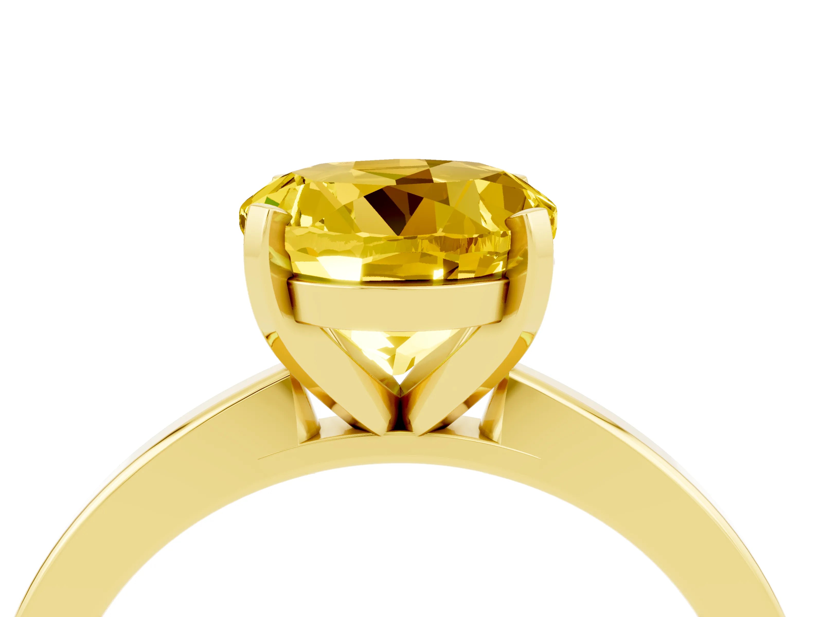 Yellow gold Round Cut Yellow Sapphire Solitaire Engagement Ring with Classic Band and Four-Prong Setting_60
