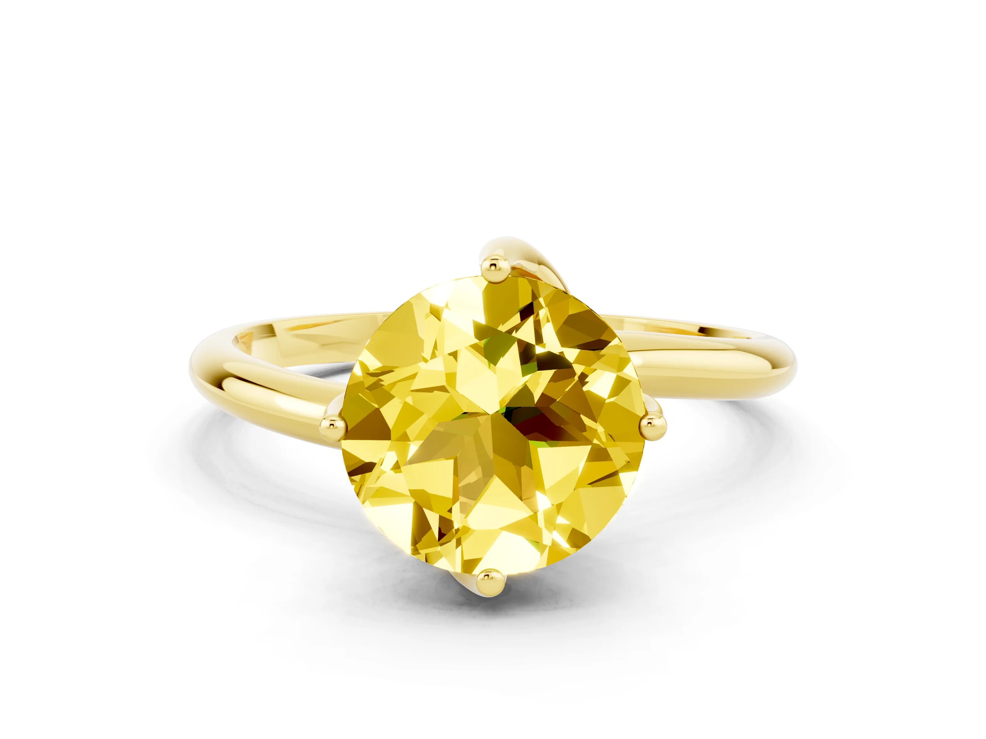 Yellow gold Round Cut Yellow Sapphire Solitaire Engagement Ring with Four-Prong Setting and Classic Band_12