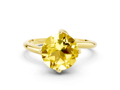 Yellow gold Round Cut Yellow Sapphire Solitaire Engagement Ring with Four-Prong Setting and Classic Band_12