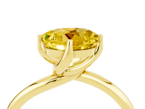 Yellow gold Round Cut Yellow Sapphire Solitaire Engagement Ring with Four-Prong Setting and Classic Band_16