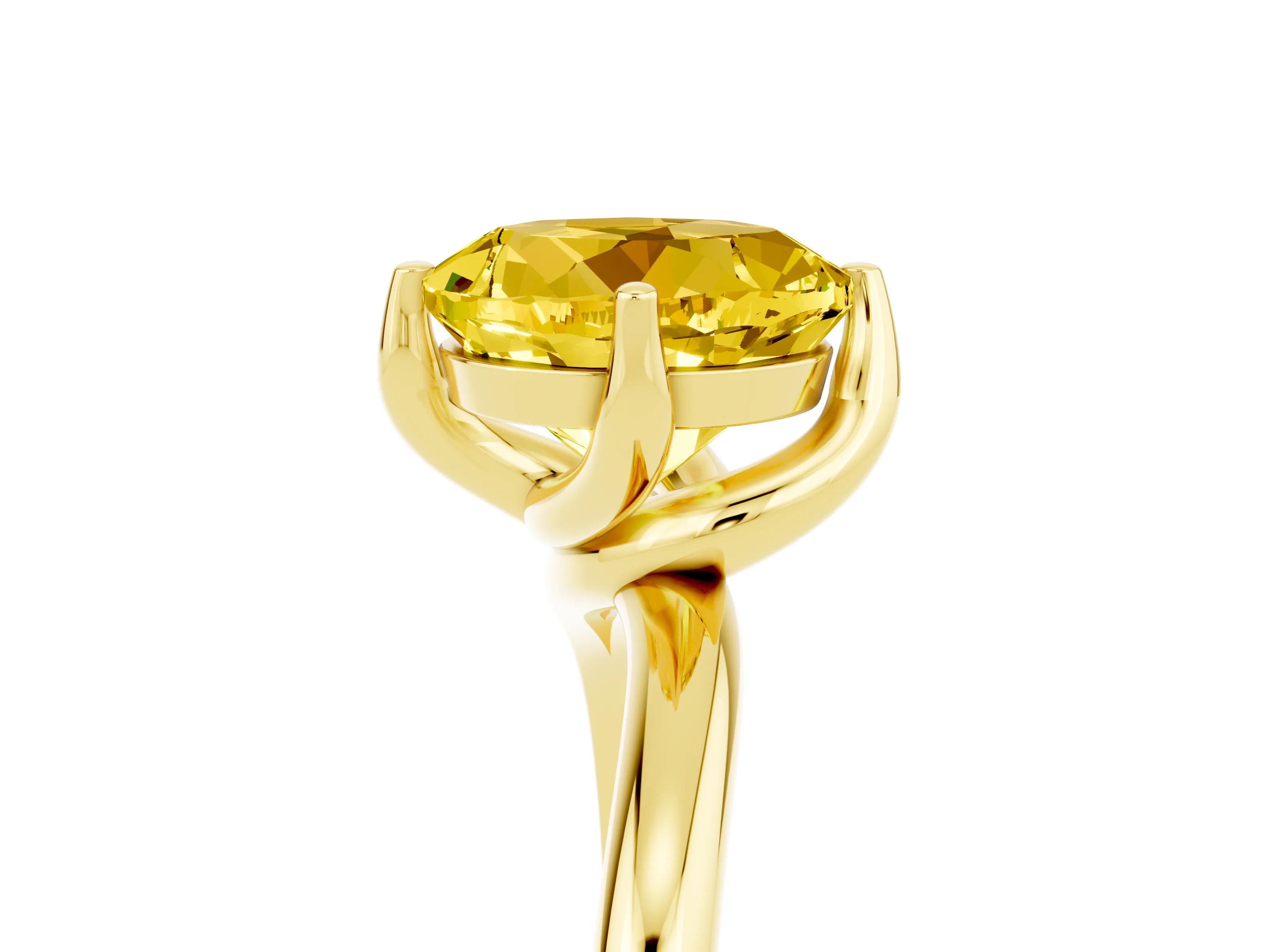 Yellow gold Round Cut Yellow Sapphire Solitaire Engagement Ring with Four-Prong Setting and Classic Band_17