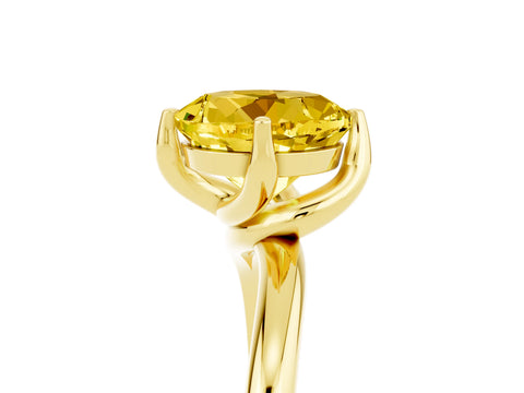 Yellow gold Round Cut Yellow Sapphire Solitaire Engagement Ring with Four-Prong Setting and Classic Band_17