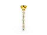 Yellow gold Round Cut Yellow Sapphire Solitaire Engagement Ring with Pavé Band and Four-Prong Setting_26