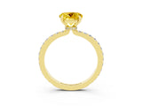 Yellow gold Round Cut Yellow Sapphire Solitaire Engagement Ring with Pavé Band and Four-Prong Setting_27