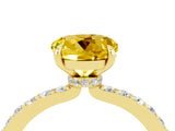 Yellow gold Round Cut Yellow Sapphire Solitaire Engagement Ring with Pavé Band and Four-Prong Setting_28