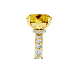 Yellow gold Round Cut Yellow Sapphire Solitaire Engagement Ring with Pavé Band and Four-Prong Setting_29