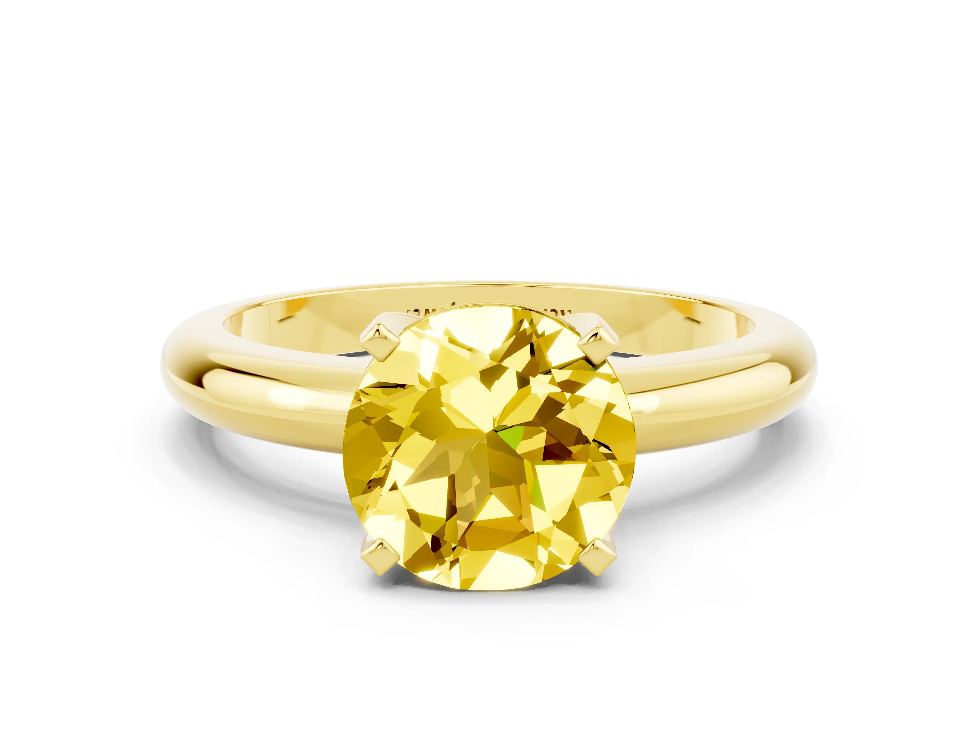 Yellow gold Round Cut Yellow Sapphire Solitaire Engagement Ring with Round Band and Four-Prong Setting_24