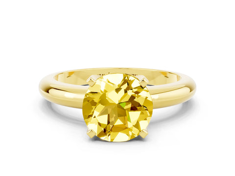 Yellow gold Round Cut Yellow Sapphire Solitaire Engagement Ring with Round Band and Four-Prong Setting_24