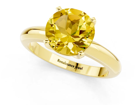 Yellow gold Round Cut Yellow Sapphire Solitaire Engagement Ring with Round Band and Four-Prong Setting_25