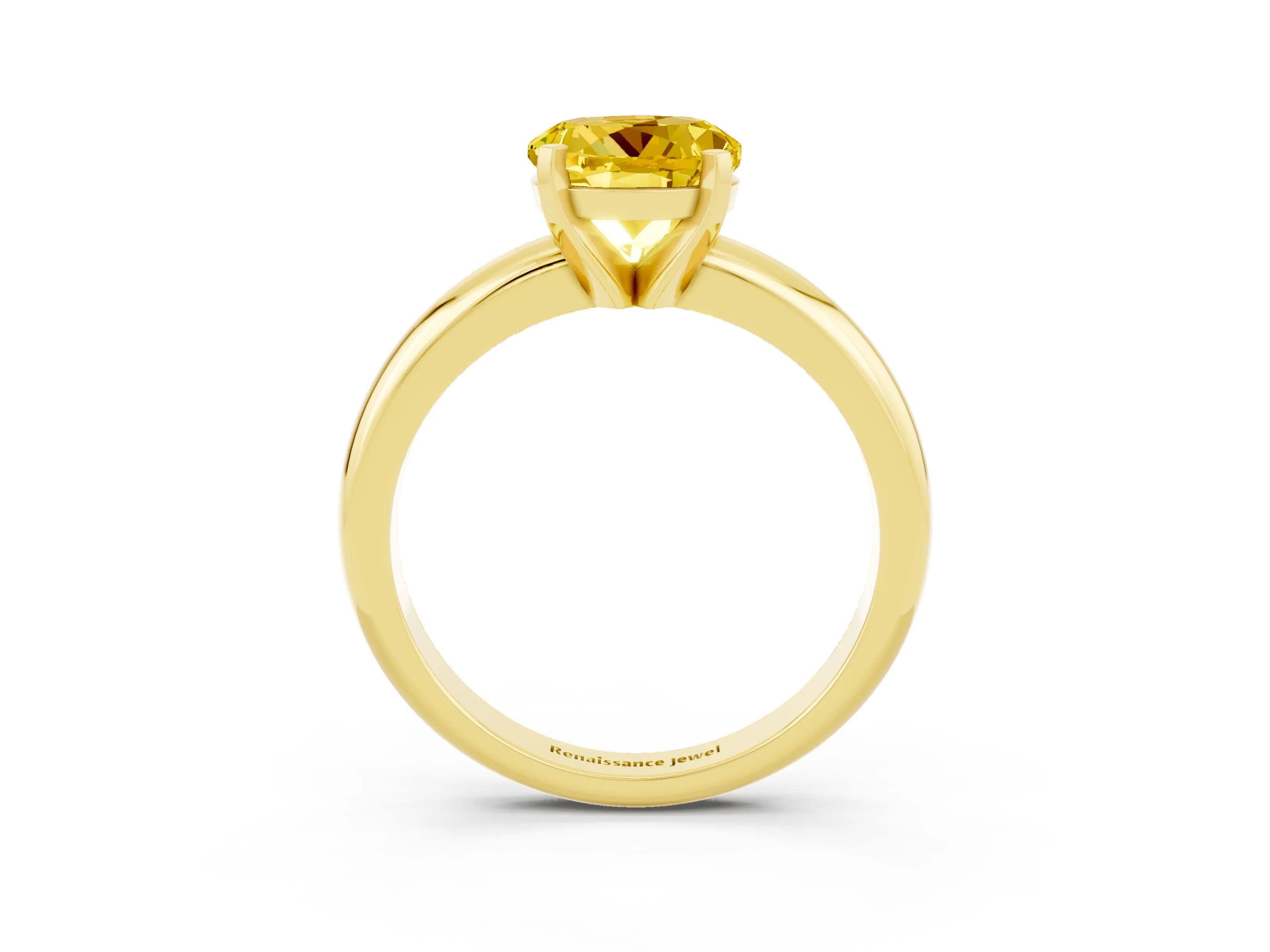 Yellow gold Round Cut Yellow Sapphire Solitaire Engagement Ring with Round Band and Four-Prong Setting_27