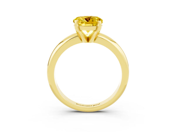 Yellow gold Round Cut Yellow Sapphire Solitaire Engagement Ring with Round Band and Four-Prong Setting