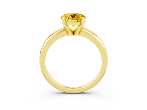 Yellow gold Round Cut Yellow Sapphire Solitaire Engagement Ring with Round Band and Four-Prong Setting_27
