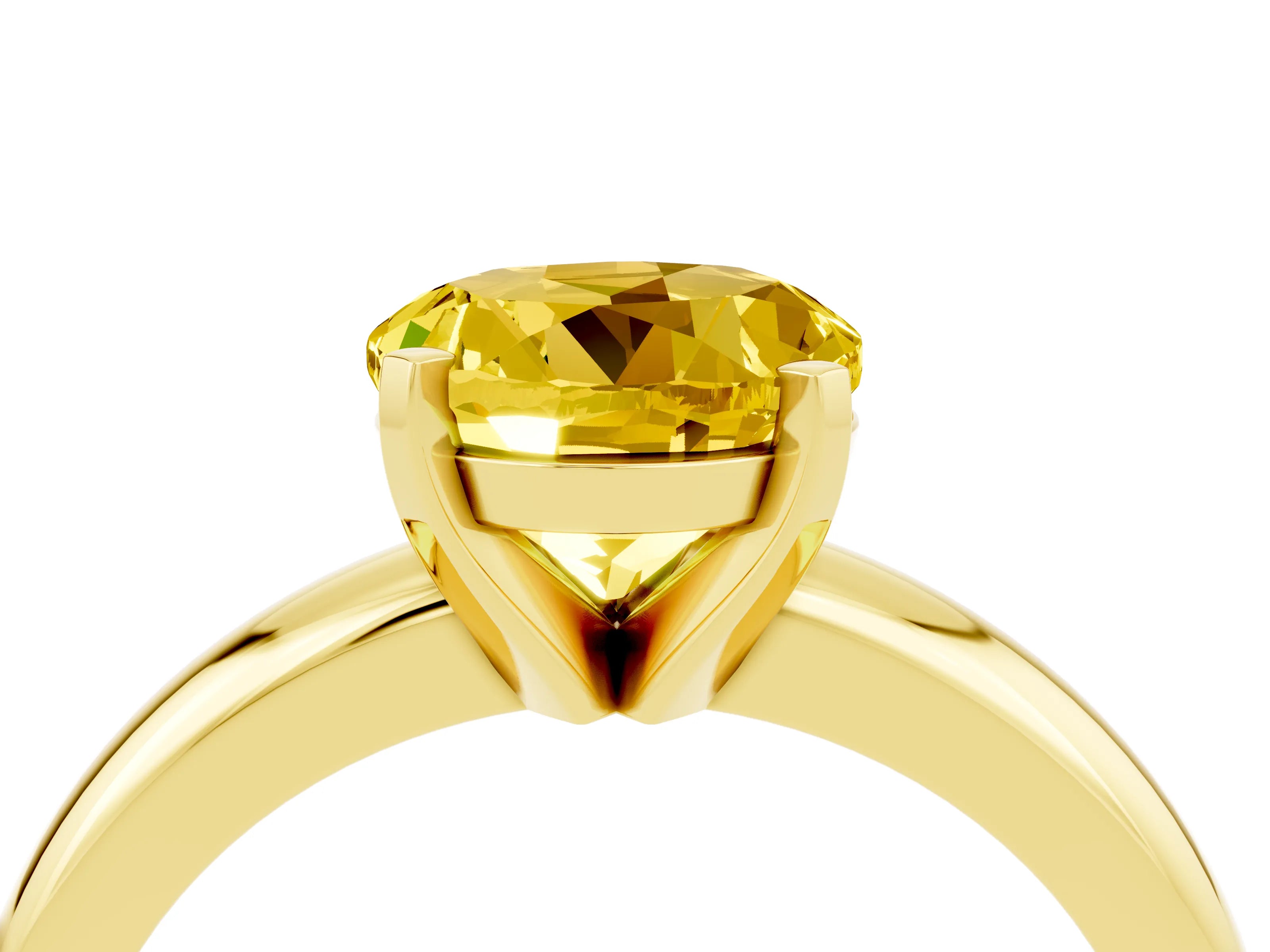 Yellow gold Round Cut Yellow Sapphire Solitaire Engagement Ring with Round Band and Four-Prong Setting_28