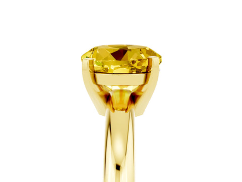 Yellow gold Round Cut Yellow Sapphire Solitaire Engagement Ring with Round Band and Four-Prong Setting_29