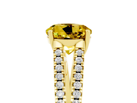 Yellow gold Round Cut Yellow Sapphire Solitaire Engagement Ring with Split Shank Pavé Band_17