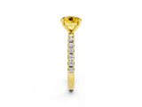 Yellow gold Round Cut Yellow Sapphire Solitaire Pavé Band with Four-Prong Setting_26