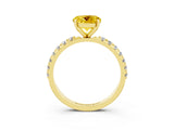 Yellow gold Round Cut Yellow Sapphire Solitaire Pavé Band with Four-Prong Setting_27