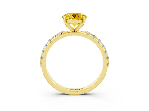 Yellow gold Round Cut Yellow Sapphire Solitaire Pavé Band with Four-Prong Setting_27