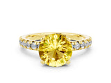 Yellow gold Round Cut Yellow Sapphire Solitaire Pavé Engagement Ring with Round Band and Prong Setting_12