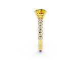 Yellow gold Round Cut Yellow Sapphire Solitaire Pavé Engagement Ring with Round Band and Prong Setting_14