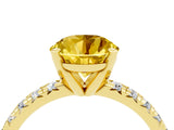 Yellow gold Round Cut Yellow Sapphire Solitaire Pavé Engagement Ring with Round Band and Prong Setting_16