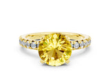 Yellow gold Round Cut Yellow Sapphire Solitaire Pavé Engagement Ring with Round Band and Prong Setting_67